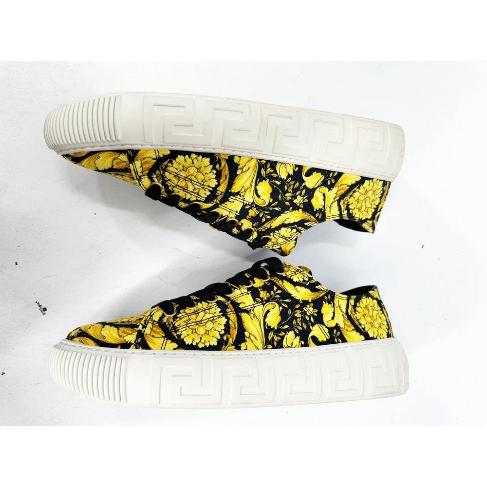Versace Greca Barocco Sneakers Mens 41‎ Yellow Black Medusa Low Top